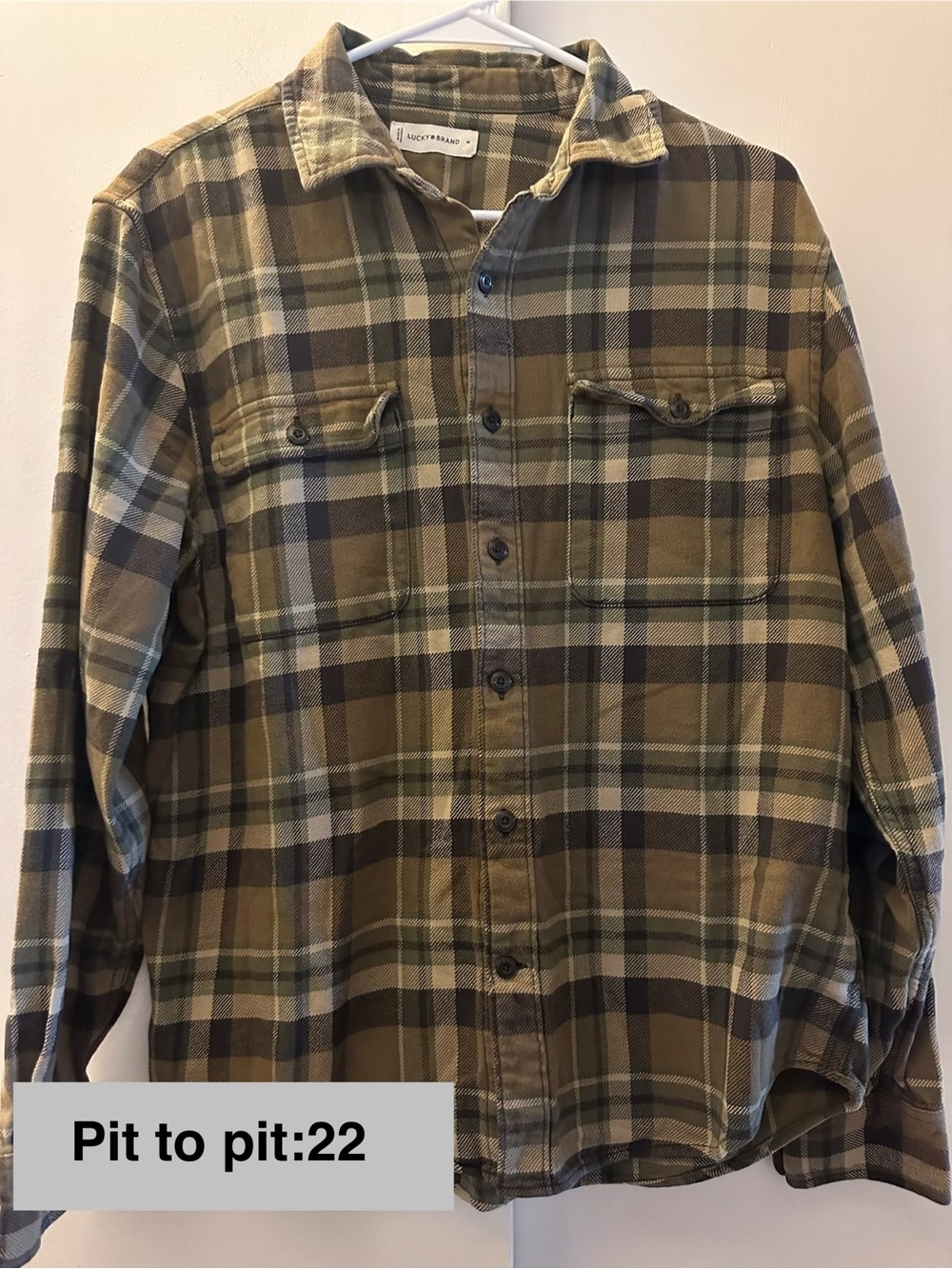 Lucky Brand Plaid Button-Down Shirt in Brown and Olive